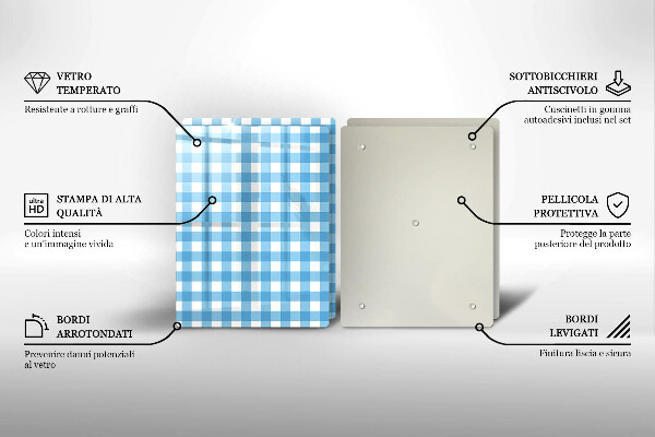 Sklo za varnú dosku Modro-biely kockovaný vzor