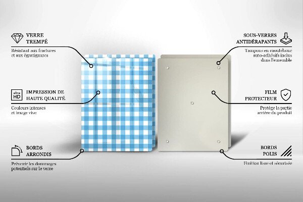 Sklo za varnú dosku Modro-biely kockovaný vzor