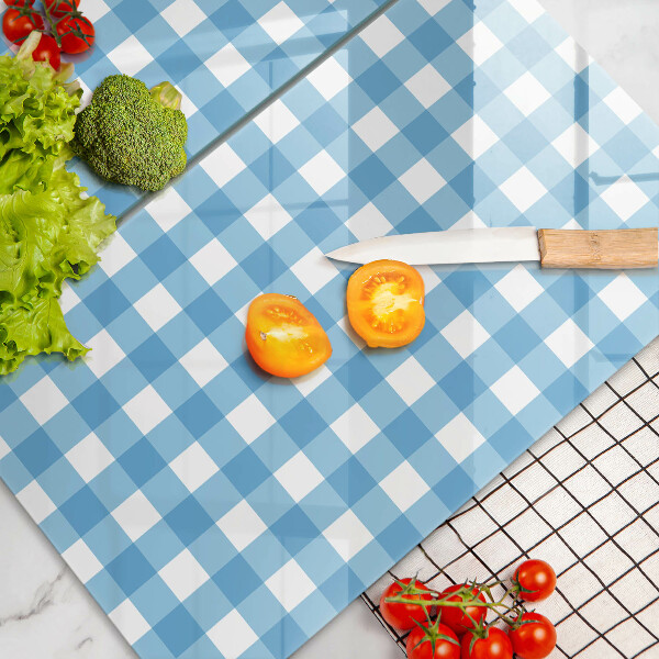 Sklo za varnú dosku Modro-biely kockovaný vzor