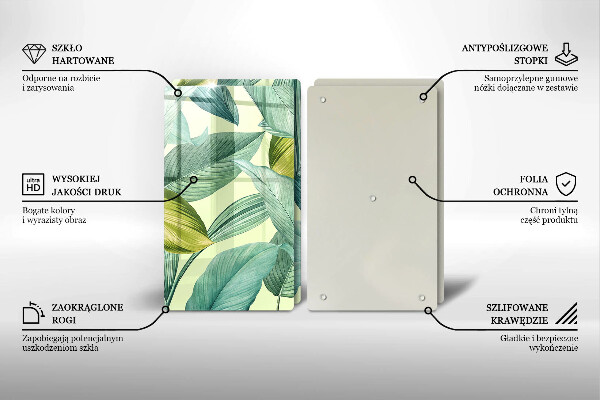 Sklo za varnú dosku Zelené tropické listy