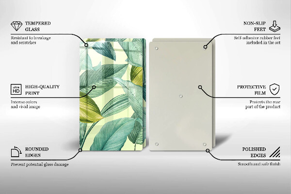 Sklo za varnú dosku Zelené tropické listy