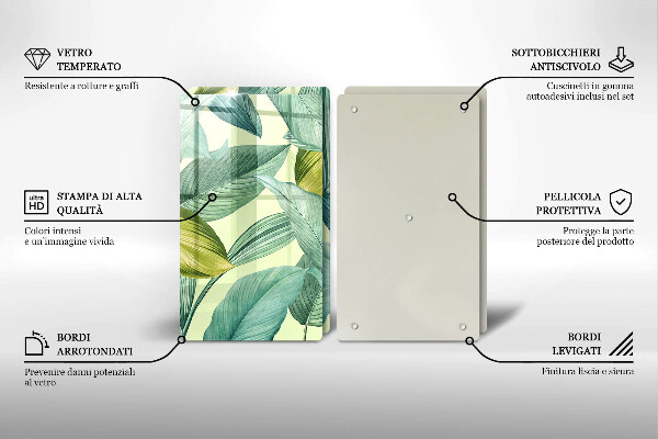 Sklo za varnú dosku Zelené tropické listy