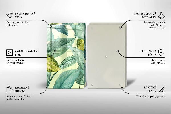Sklo za varnú dosku Zelené tropické listy