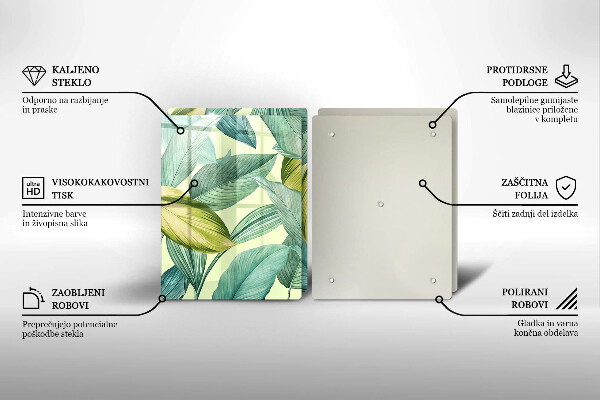 Sklo za varnú dosku Zelené tropické listy