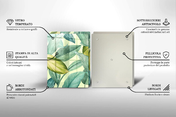 Sklo za varnú dosku Zelené tropické listy