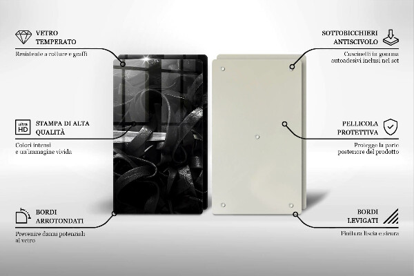 Sklo za varnú dosku Čierne cestoviny Tagliatelle