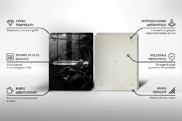 Sklo za varnú dosku Čierne cestoviny Tagliatelle