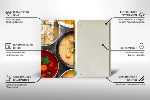 Sklo za varnú dosku Farebné polievky