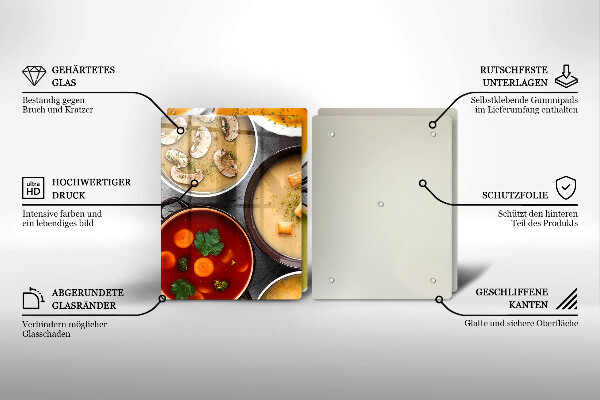 Sklo za varnú dosku Farebné polievky