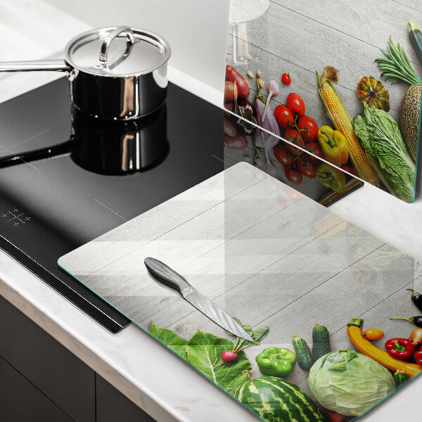 Sklo za varnú dosku Zelenina na doskách