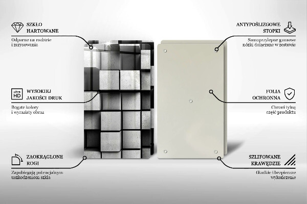 Sklo za varnú dosku Abstraktné 3D štvorce