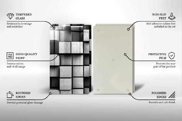 Sklo za varnú dosku Abstraktné 3D štvorce