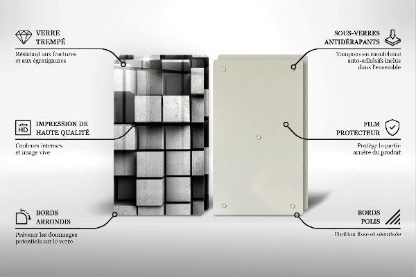 Sklo za varnú dosku Abstraktné 3D štvorce