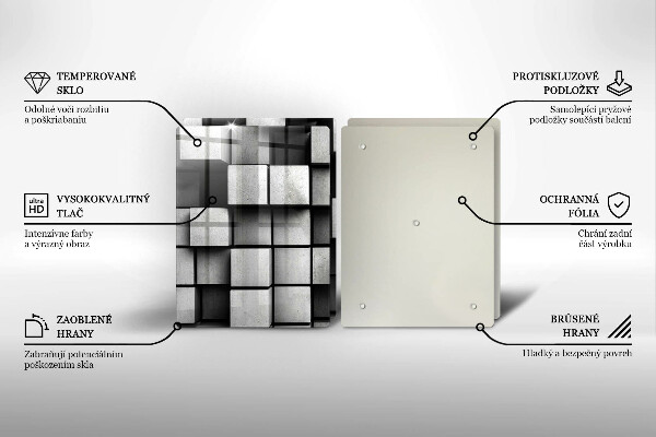 Sklo za varnú dosku Abstraktné 3D štvorce