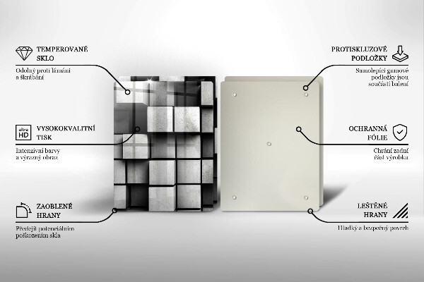 Sklo za varnú dosku Abstraktné 3D štvorce