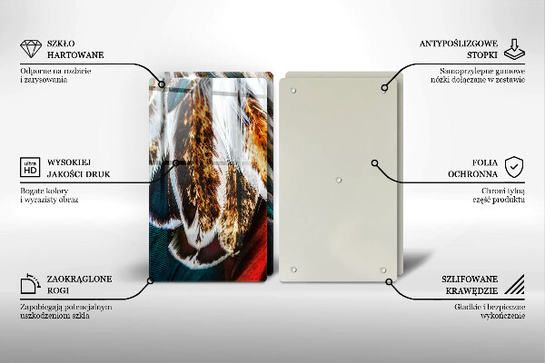 Sklo za varnú dosku Boho vtáčie perie