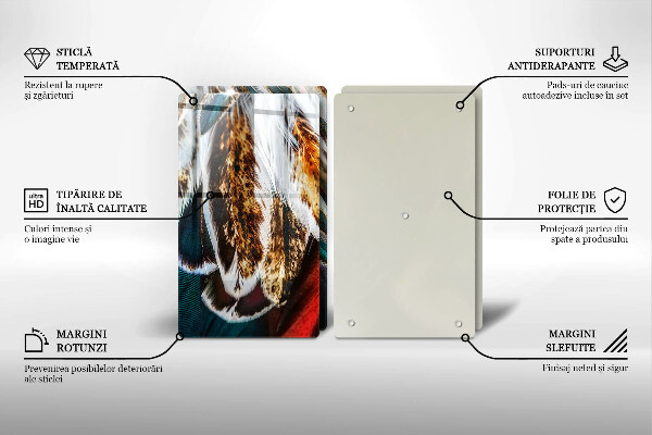 Sklo za varnú dosku Boho vtáčie perie