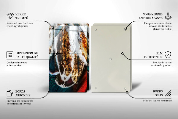 Sklo za varnú dosku Boho vtáčie perie