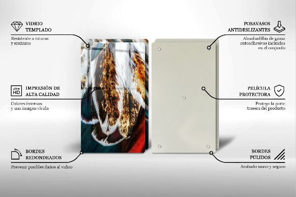 Sklo za varnú dosku Boho vtáčie perie