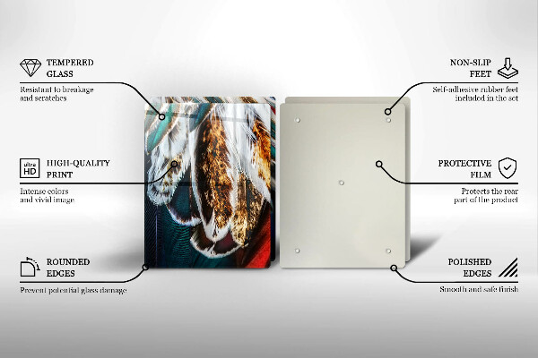 Sklo za varnú dosku Boho vtáčie perie