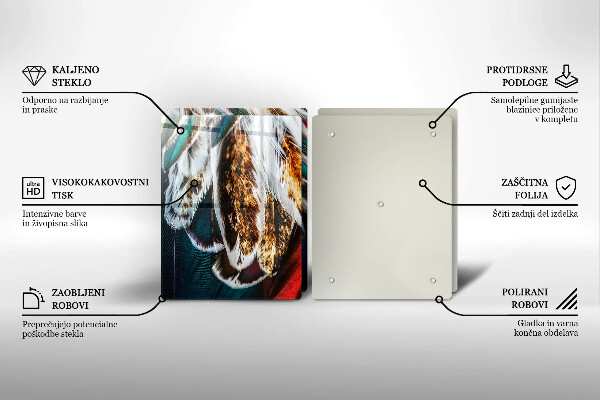 Sklo za varnú dosku Boho vtáčie perie