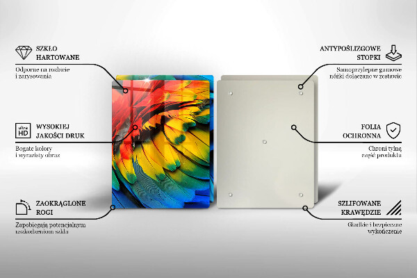 Sklo za varnú dosku Farebné papagájové perie