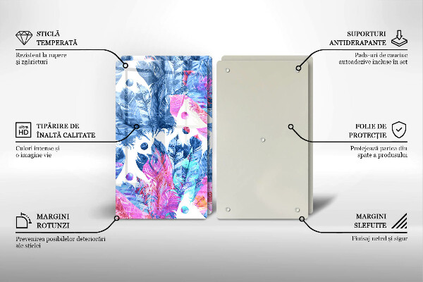 Sklo za varnú dosku Perie boho ilustrácie