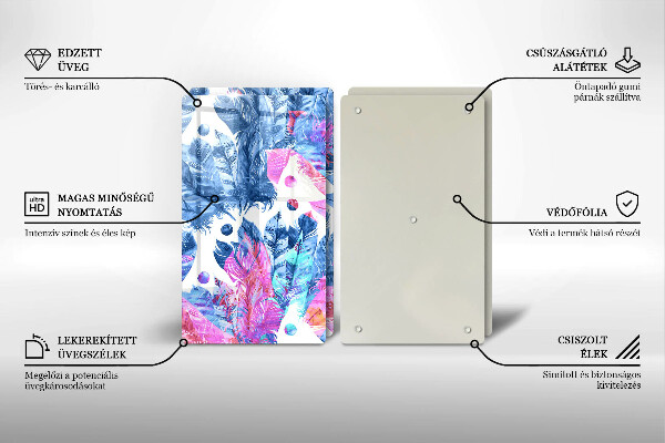 Sklo za varnú dosku Perie boho ilustrácie