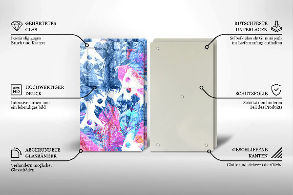 Sklo za varnú dosku Perie boho ilustrácie