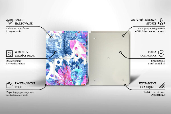 Sklo za varnú dosku Perie boho ilustrácie