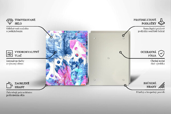 Sklo za varnú dosku Perie boho ilustrácie