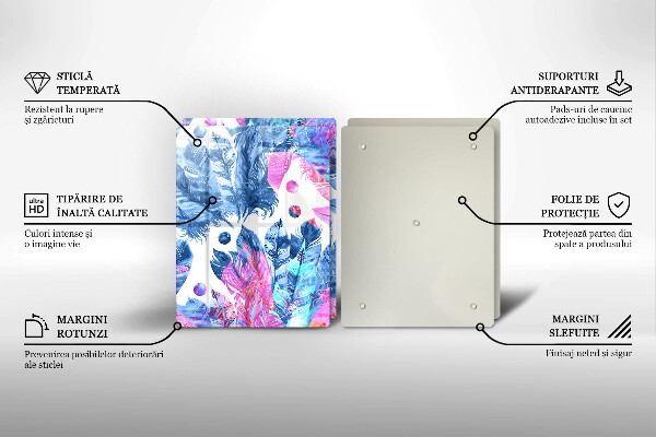 Sklo za varnú dosku Perie boho ilustrácie