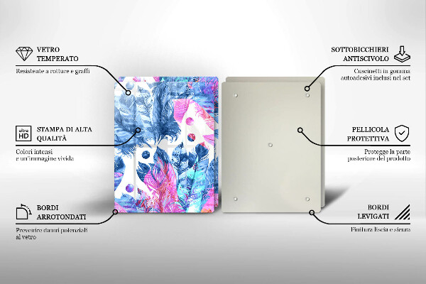 Sklo za varnú dosku Perie boho ilustrácie