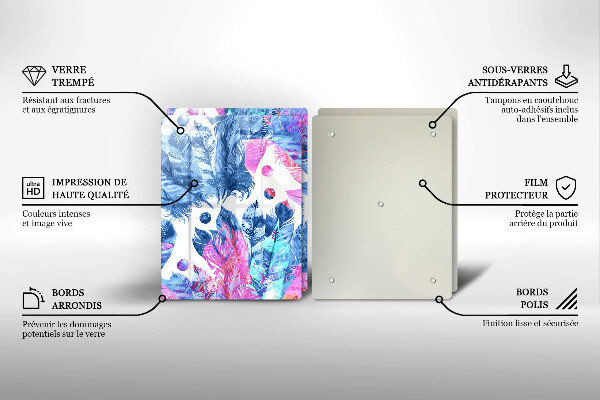 Sklo za varnú dosku Perie boho ilustrácie