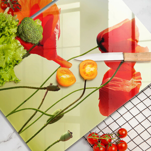 Sklo za varnú dosku Červené kvety maku