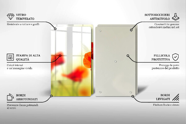 Sklo za varnú dosku Červené kvety maku