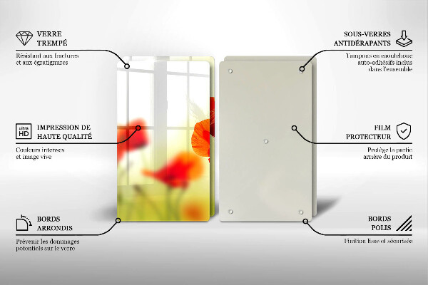 Sklo za varnú dosku Červené kvety maku