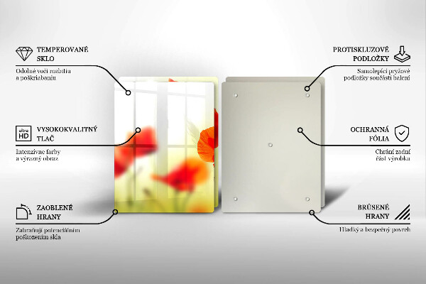 Sklo za varnú dosku Červené kvety maku