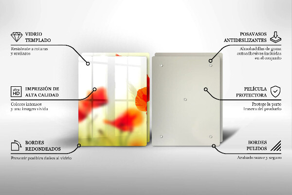 Sklo za varnú dosku Červené kvety maku