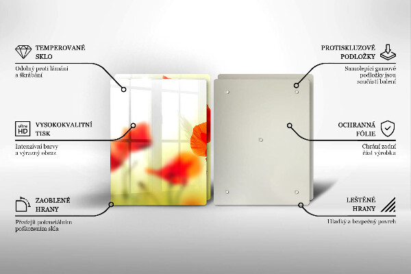 Sklo za varnú dosku Červené kvety maku