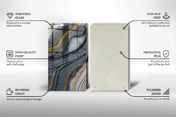 Sklo za varnú dosku skala so zlatom