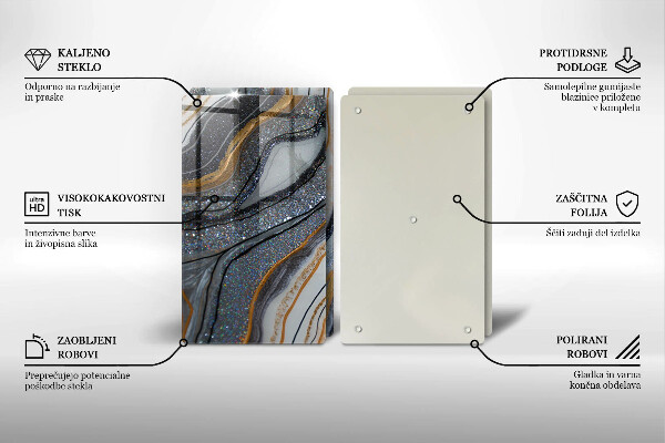 Sklo za varnú dosku skala so zlatom