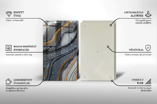 Sklo za varnú dosku skala so zlatom