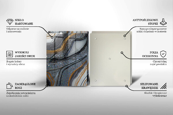 Sklo za varnú dosku skala so zlatom