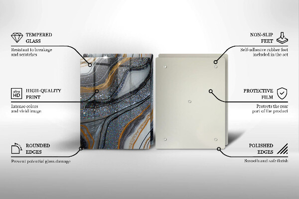 Sklo za varnú dosku skala so zlatom