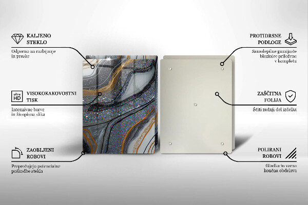 Sklo za varnú dosku skala so zlatom