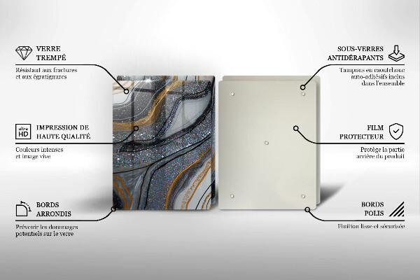 Sklo za varnú dosku skala so zlatom