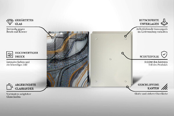 Sklo za varnú dosku skala so zlatom