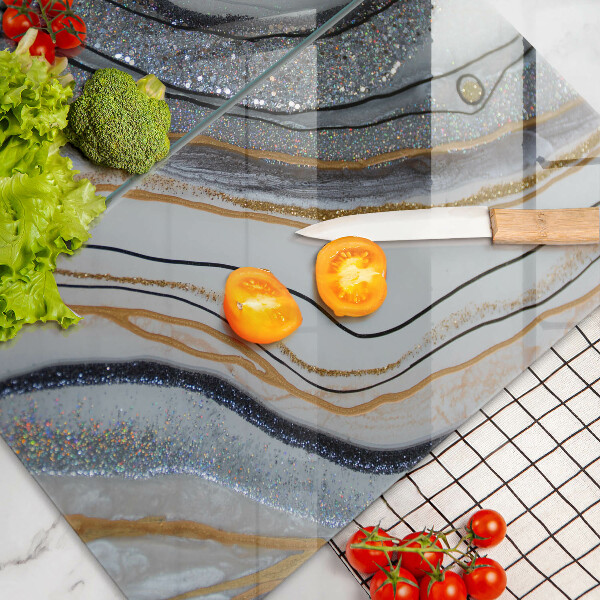 Sklo za varnú dosku skala so zlatom