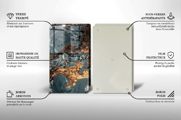 Sklo za varnú dosku Zlatá skalná štruktúra